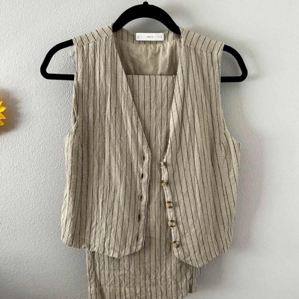 Mango Beige Striped Vest